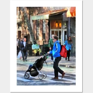 Manhattan NY - Daddy Pushing Stroller Greenwich Village Posters and Art